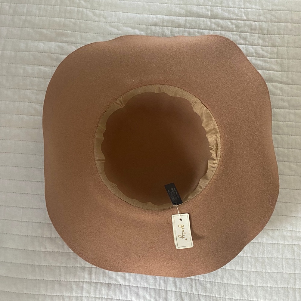Wide Brim Fedora Fluffy Suede Summer Hat Wool Gold - Picture 6 of 7